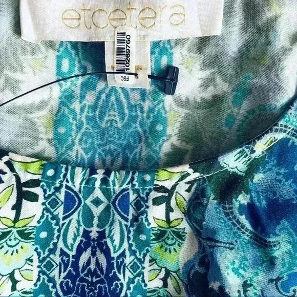 Etcetera Mandala Blue Floral Sleeveless Wrap Open Back Scoop Neck Top - Picture 10 of 10